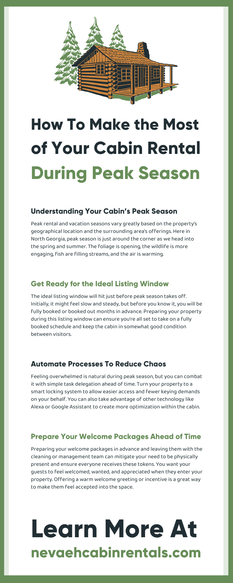 How To Make the Most of Your Cabin Rental During Peak Season